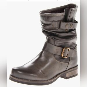 NEW Eric Michael Laguna Brown MidCalf Slouchy Leather Moto Biker Boot Size 9/9.5